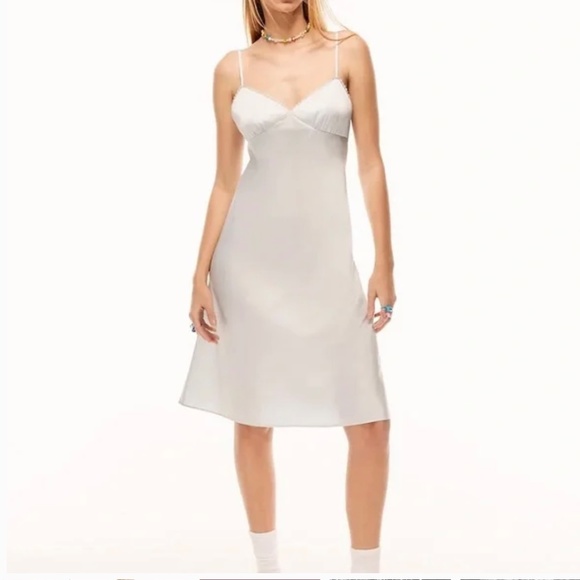 Aritzia Rae satin dress size small matte pearl - Picture 6 of 10